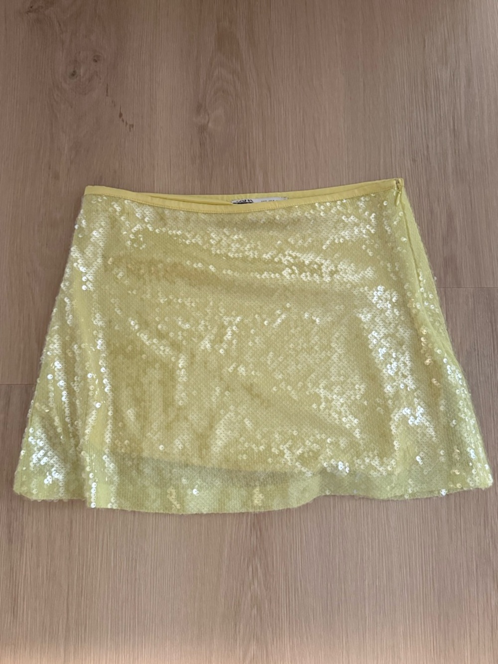 Zara Yellow Sequin Mini Skirt